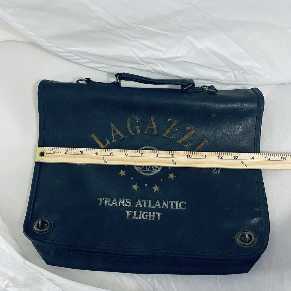Vintage READ Lagazzi Trans Atlantic Flight Messenger Bag Black Embroidered Dad